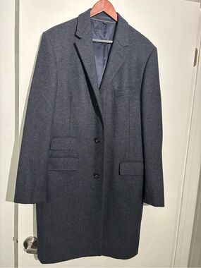 J. Crew Men's Navy Plaid Overcoat